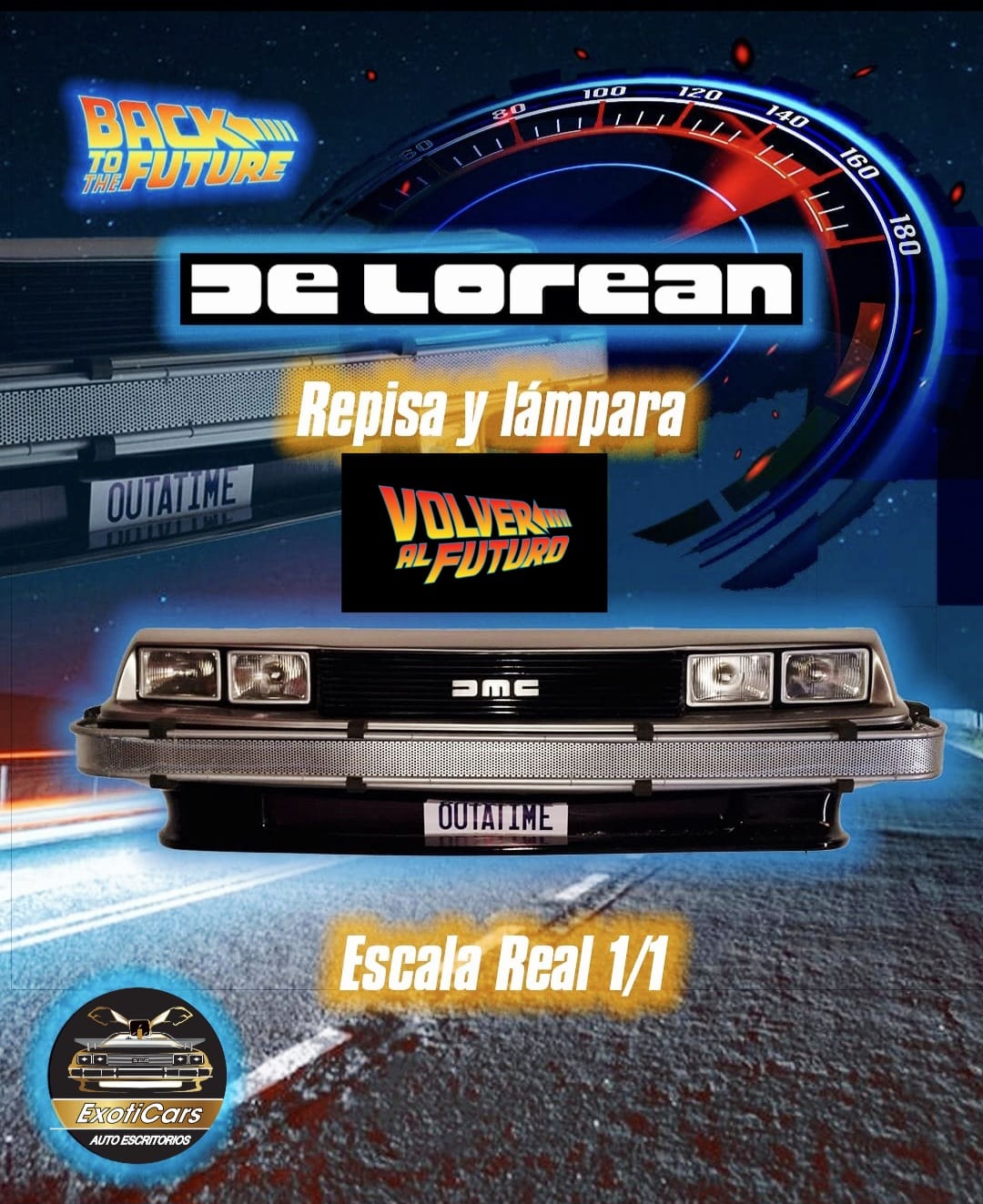 REPISA 3D DELOREAN  / delantera